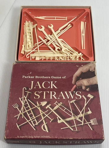 Vintage Parker Brothers No. 78 JACK STRAWS 49 Pieces No Hook Instructions Back