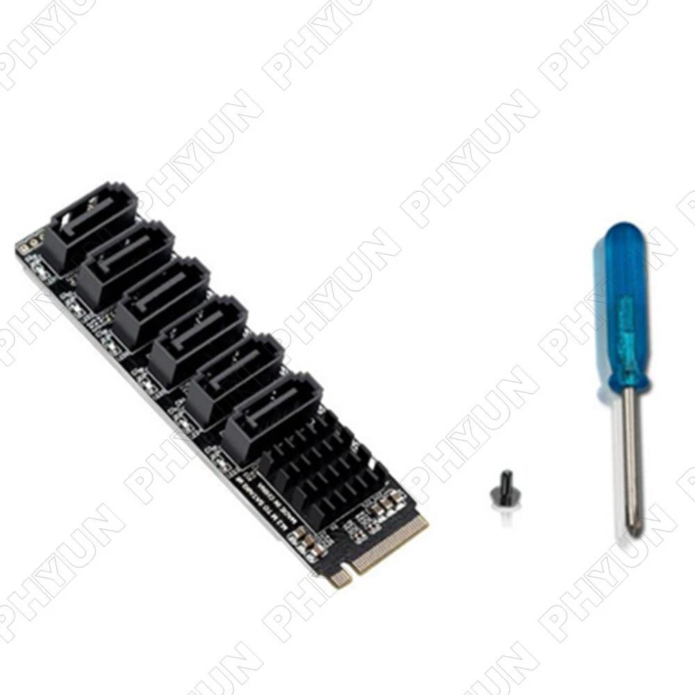 6x SATA3.0 M.2 M key NVME Connector 6 Ports Adapter Expansion Card