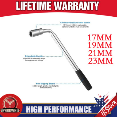 L-Type Wheel Nut Wrench - 6 Sizes (17-24mm), Chrome Vanadium Steel, Compact For Car Repair