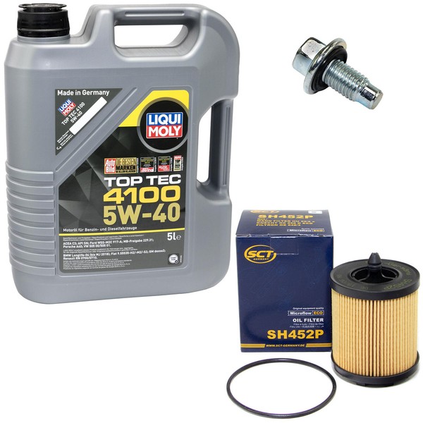 MotoröL Set 5W-40 5 Liter + ÖLfilter SH452P + Schraube FüR Alfa Romeo Fiat Opel-image