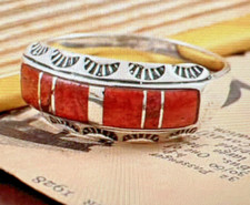 Natural Plum Coral Ring in 925 Sterling Silver Size 9