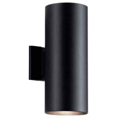 KICHLER Independence 15 in. 2-Light Black Outdoor Wall Cylinder Sconce