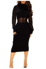 Black Midi Sweater Dress By Fashion Nova