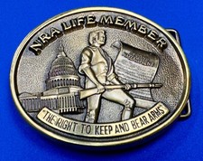 National Rifle Assn Life Membership Commemorative Nra Jadeco Brass Belt Buckle