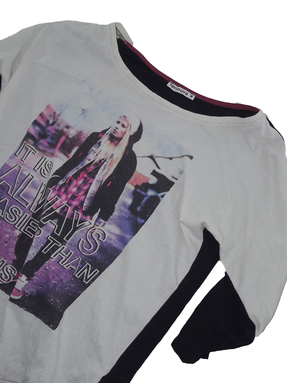 Newfoundland Womens White 3/4 Sleeve Crew Neck T-Shirt Size Medium image 3