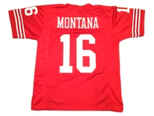 UNSIGNED CUSTOM Sewn Stitched Joe Montana Red Jersey - M, L, XL, 2XL, 3XL