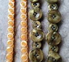 VTG LONG BEADED STATEMENT NECKLACE LOT LUCITE MOONGLOW & MARBLED BUTTON BEADS 2p — photo 3