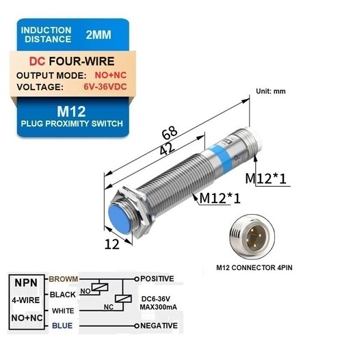 12MM 4Pin Connector10V30V Proximity Awitch Aensor Aviation Plug Induction Switch - Picture 21 of 38