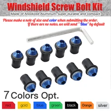 10pcs Windshield Screw Nut Bolts Fit For KAWASASI Windshield Mount Hardware Blue