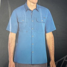 Eddie Bauer Men's Woven Short Sleeve Tech Shirt Blue Danube Size Small Or Medium