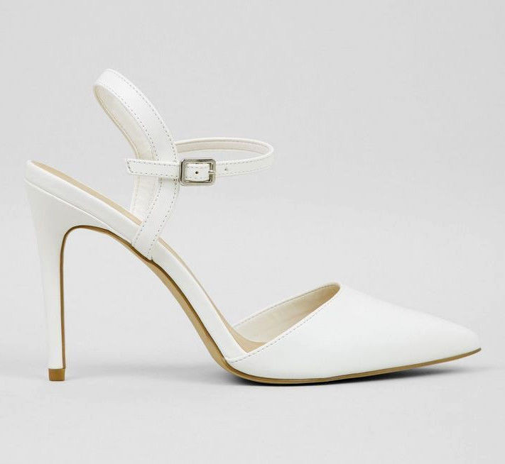 WOMENS NEW LOOK SIZE 42 WHITE BRIDAL OCCASION HIGH HEEL FRONT