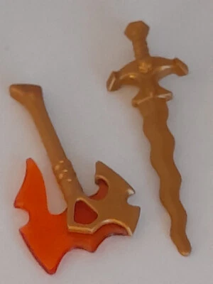 Playmobil armes lot  épée+hache dorée et rouge pour château checalier Novelmore - Photo 1/3