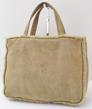 Borsa a mano originale CHANEL in camoscio marrone e lana #54459