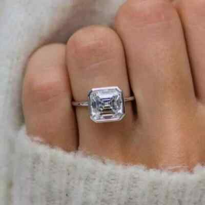 Solitaire Carat Asscher Cut Diamond Ring Asscher Cut Lab-Created