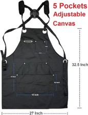 Canvas Apron Woodworking Chef Workshop Garage Garden Tool Work Shop Pockets UK