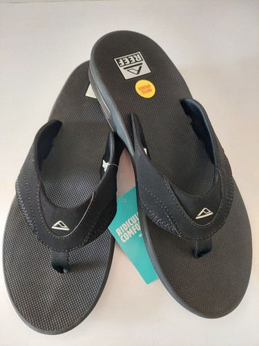 Reef Fanning BLACK SILVER Mens Thongs 