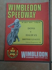 Wimbledon V Halifax Speedway Programme 18/07/74