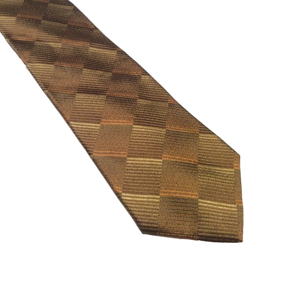 布加迪领带金色几何图案男式丝绸领带 56x3.5 英寸 — 第 2/4 张图片