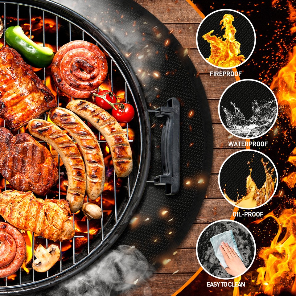 20" Round Under Grill Mat BBQ Pad Fireproof Protector for Deck Patio