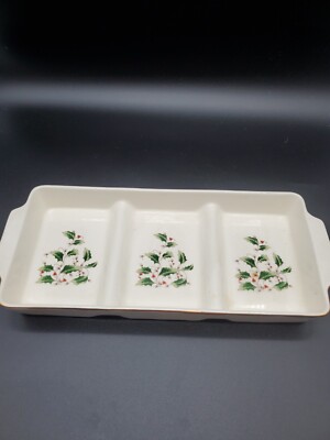 Fine China Japan X- Mas 3 Slot Serving Platter 6× 13 1/4''