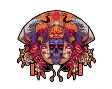 Japan Many Face Oni Demon Decal Sticker