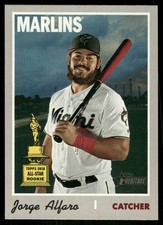 2019 Topps Heritage #527 Jorge Alfaro Rookie Cup Marlins baseball card. rookie card picture