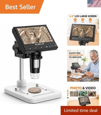 LCD Digital Coin Microscope with 8 LED Lights - Ideal for Collectors at Home