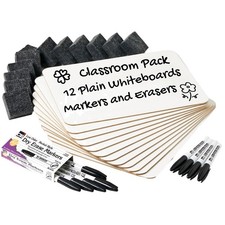 Dry Erase Lapboards Set, 12 Whiteboards, Markers  Erasers