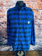 Carhartt Men's Relaxed Fit Workwear Shirt Button Front Size Medium Blue Plaid