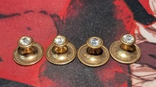 Vintage Set Of 4 Tuxedo Stud Gold Tone Crystal Rhinestone Cufflinks