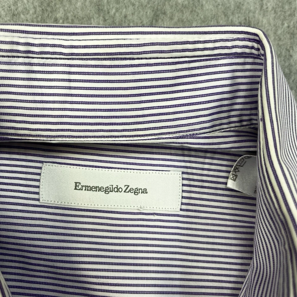 Ermenegildo Zegna Dress Shirt Mens 41 - 16 Stripe Long Sleeve Designer - Image 3 of 4