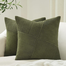 Olive Green Decorative Throw Pillow Covers Set of 2 18X18 Inches for Couch Bed S