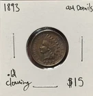 1893 Indian Head Cent AU