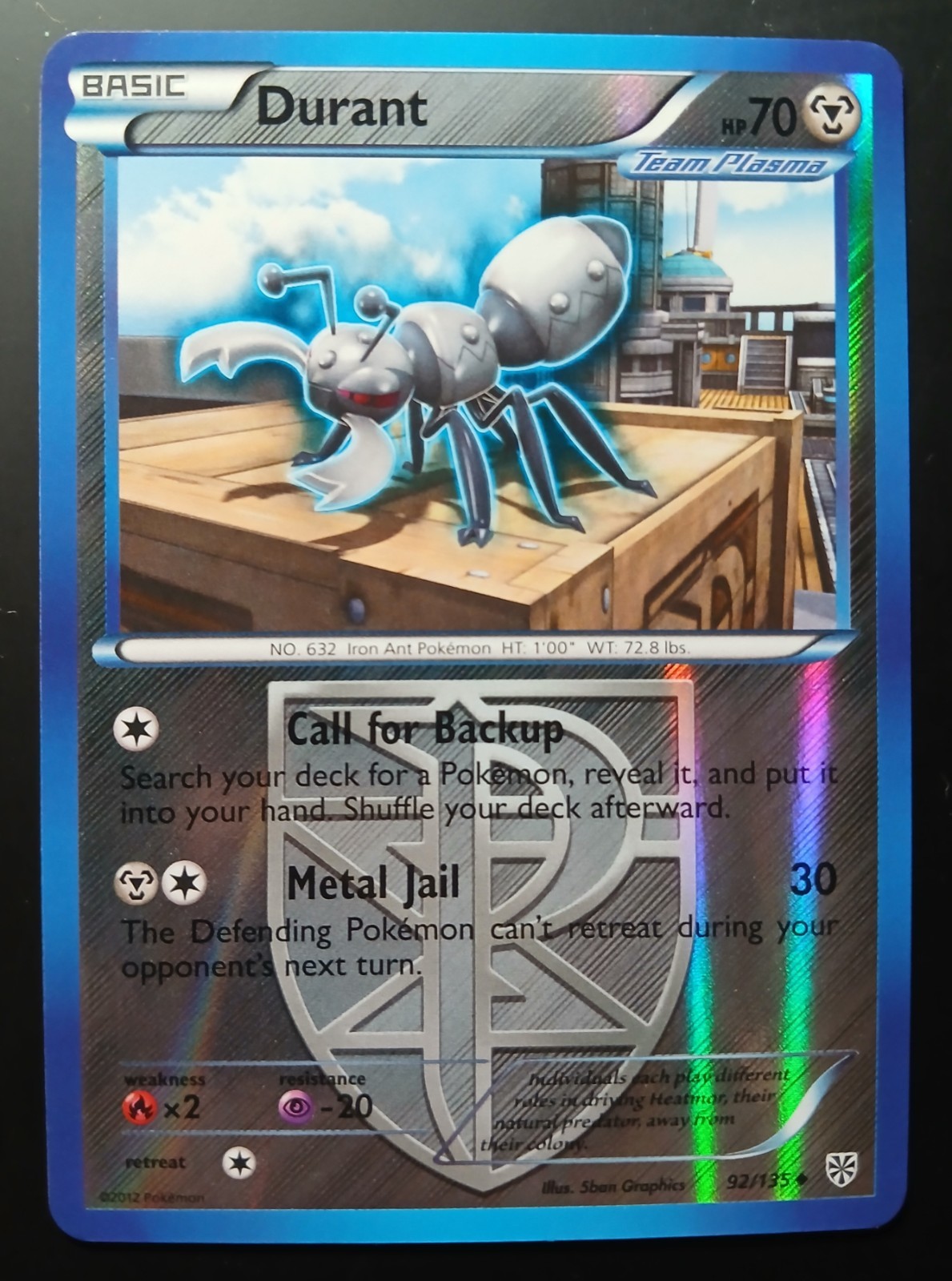 Pokemon Durant Reverse Holo B&W Plasma Storm 92/135 Never Played NM