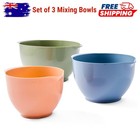 3 Pack Plastic Mixing Bowls Set Salad Baking Cooking Kitchen Food Prep BPA-Free