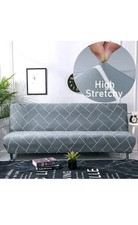 Copridivano 2 Posti Elasticizzato Settee Elasticizzato Antiscivolo Grigio Check Protezione Divano