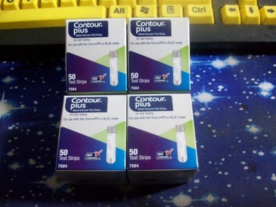 200 CONTOUR PLUS GLUCOSE TEST STRIPS, 4 X 50, EXP 11-26 & 4-27,GOOD SEALED BOXES