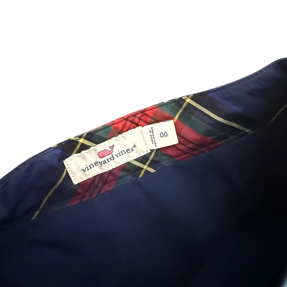 Falda con volantes de fiesta a cuadros alegre Vineyard Vines para mujer talla 00 roja azul preppy Foto 4 de 4