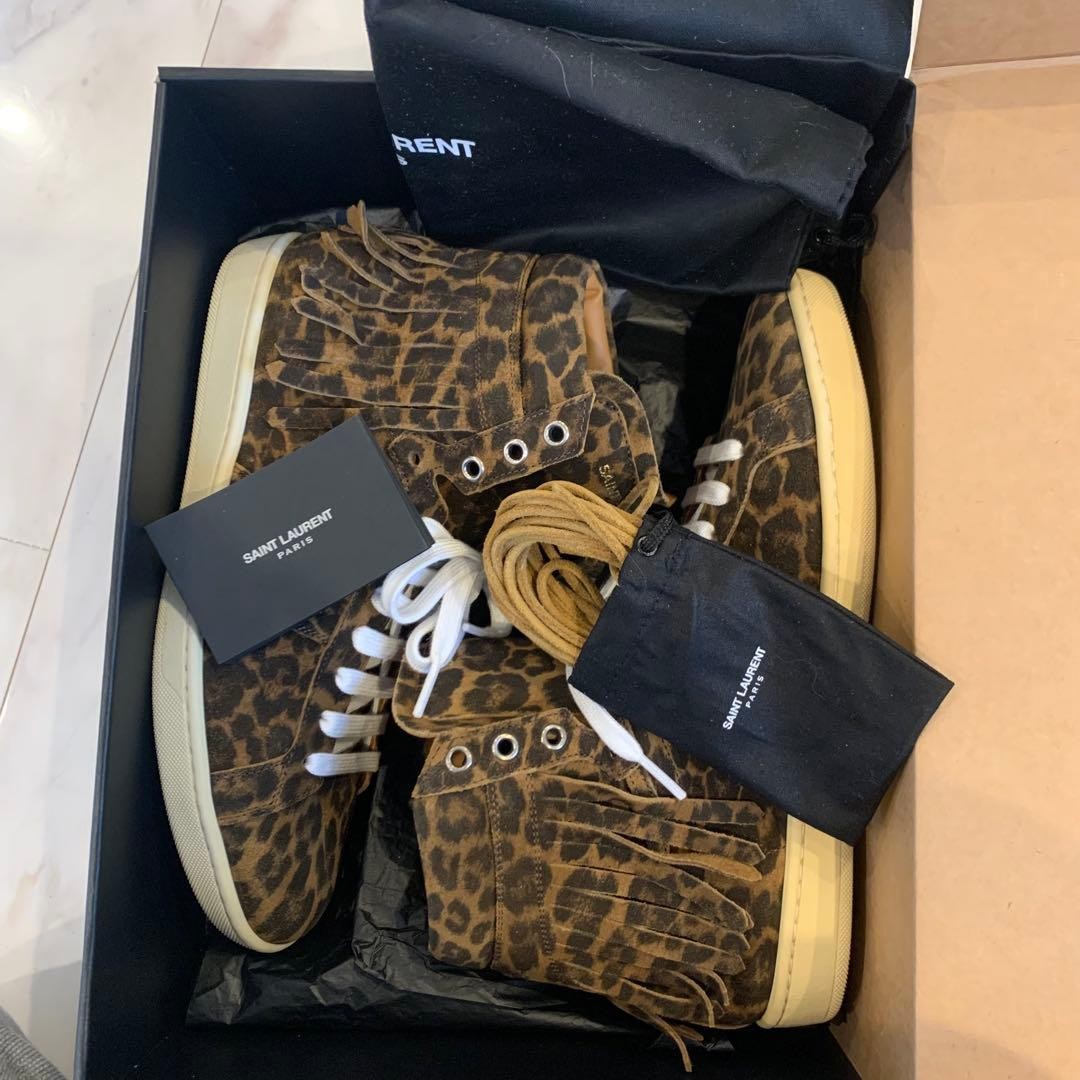 Men 8.0US Saint Laurent Paris Leopard High Cut Sneakers 40 Half thumbnail 2