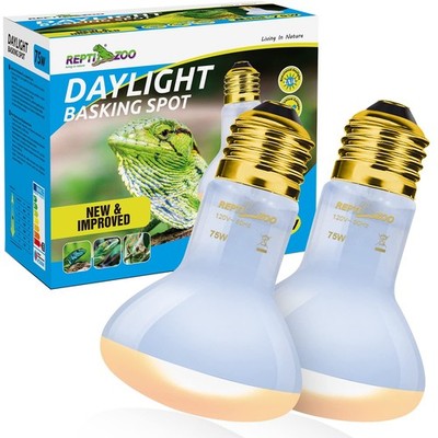 2 Pack 75W Reptile Neodymium Daylight Basking Spot Lamp UVA Bulb Reptile Heat...
