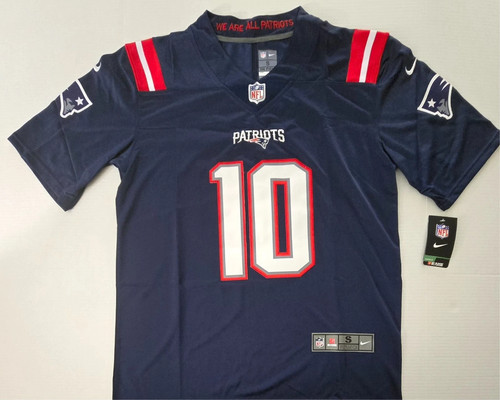adult size NE patriots 10 drake maye S-3xl stitched regular fit customized nwt.