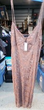 Pretty Little Thing Dress Chocolate Lace Staply Midi Size 20 New With Tags