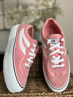 Superga Volley Plateau Sneaker Gr. UK 5 Rosa Wildleder Turnschuhe
