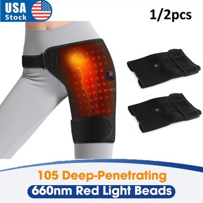 2/1x Heated Waist Hip Support Brace Heating Pad for Sciatica Pain Relief