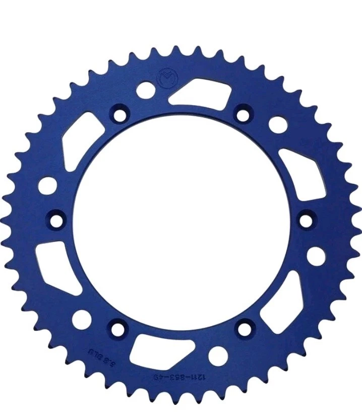 驼鹿后铝链轮 49T 蓝色 适用于雅马哈 TTR/WR/YZ/YZF — 第 2/2 张图片