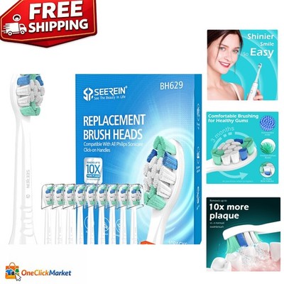 10-Pack Philips Sonicare Replacement Brush Heads - Effortless Plaque Removal