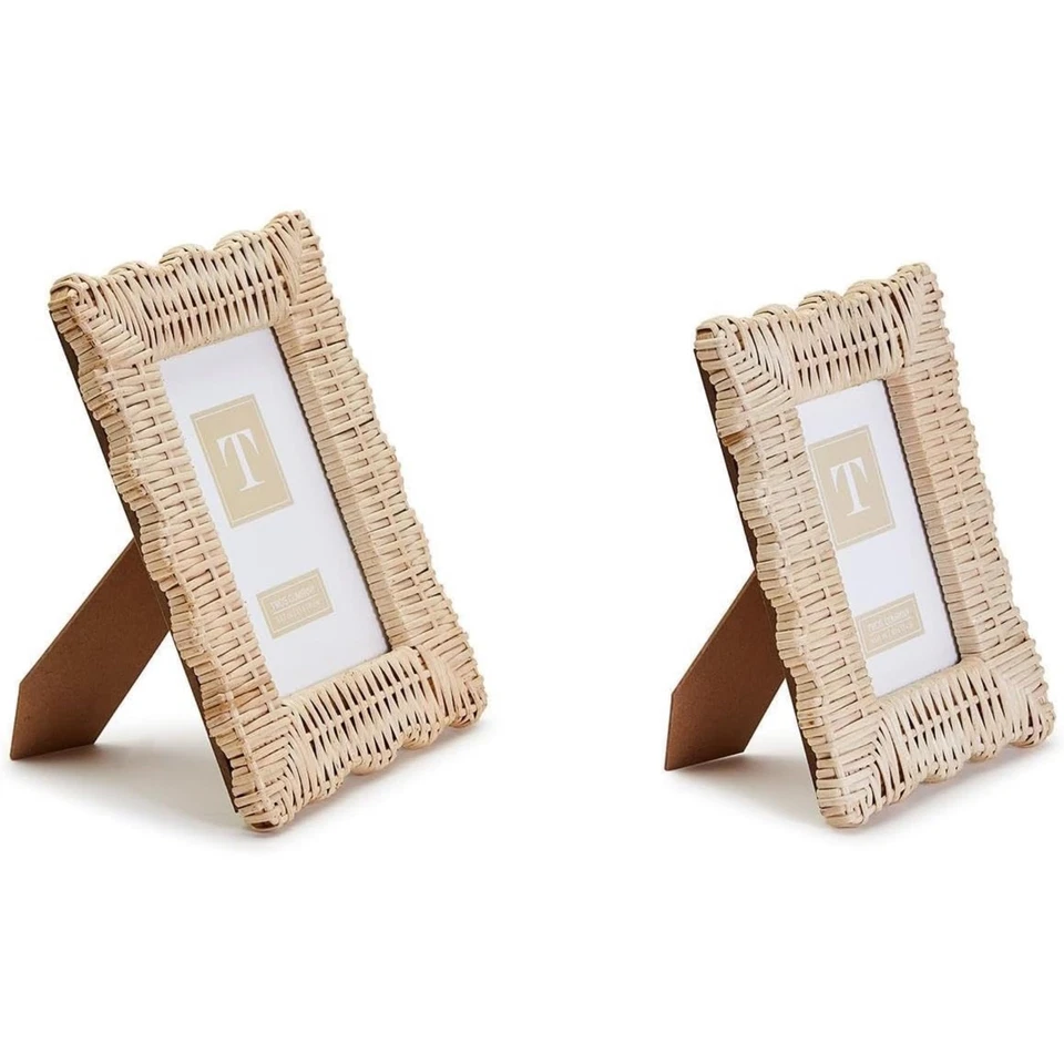 Marco de fotos hecho a mano tejido de mimbre, marcos de fotos hechos de ratán para decoración de paredes,... Foto 3 de 4