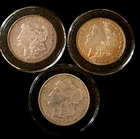 1921 MORGAN SILVER DOLLARS - LOT OF 3 - NO MINT MARK