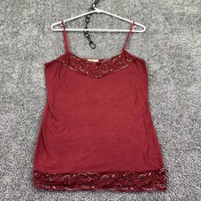 Maurices Camisole Womens Medium Red Lace Trim Tank Top Adjustable Straps Casual