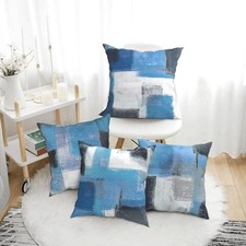 Abstract and Grey Throw Pillow Covers 18x18 Inch, 18" x 18" Pack of 4 Blue